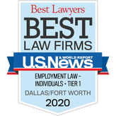 Logo for Tanner & Associates, P.C., Best Lawyers recognition as Tier One in Employment Law, Individuals, by U.S. News