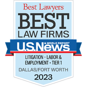 Logo for Tanner & Associates, P.C., Best Lawyers recognition as Tier One in Litigation, Labor and Employment, by U.S. News